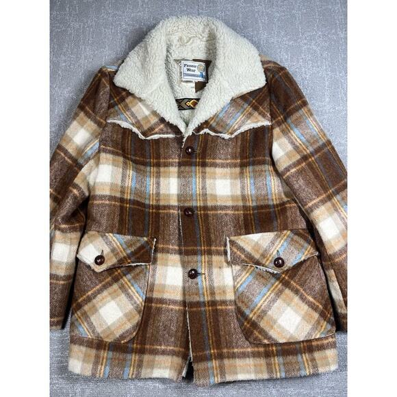 Pioneer Wear Sherpa Lined Western USA Button Down Long Jacket Mens 42 - Picture 1 of 8